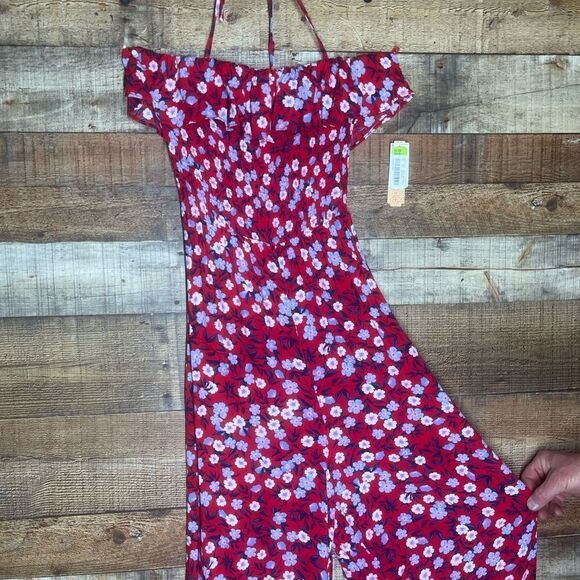 New GB juniors‎ red pants romper jumpsuit spaghetti straps, ruching, size XL - Picture 12 of 16